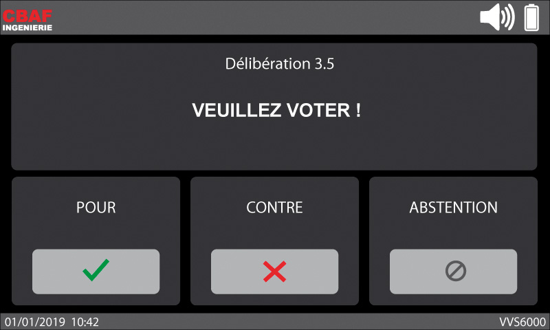 Image de l'écran de vote du boitier